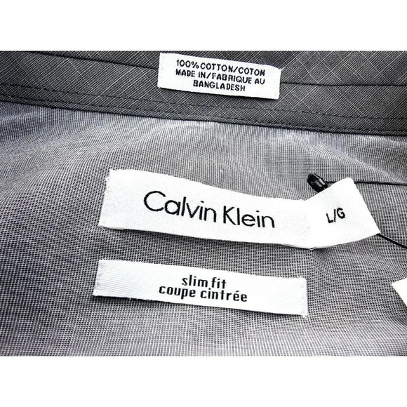 Calvin Klein Slim Fit Size Large Men's Charcoal Gray Elbow Buttons L/S Shirt NWT - Picture 4 of 13